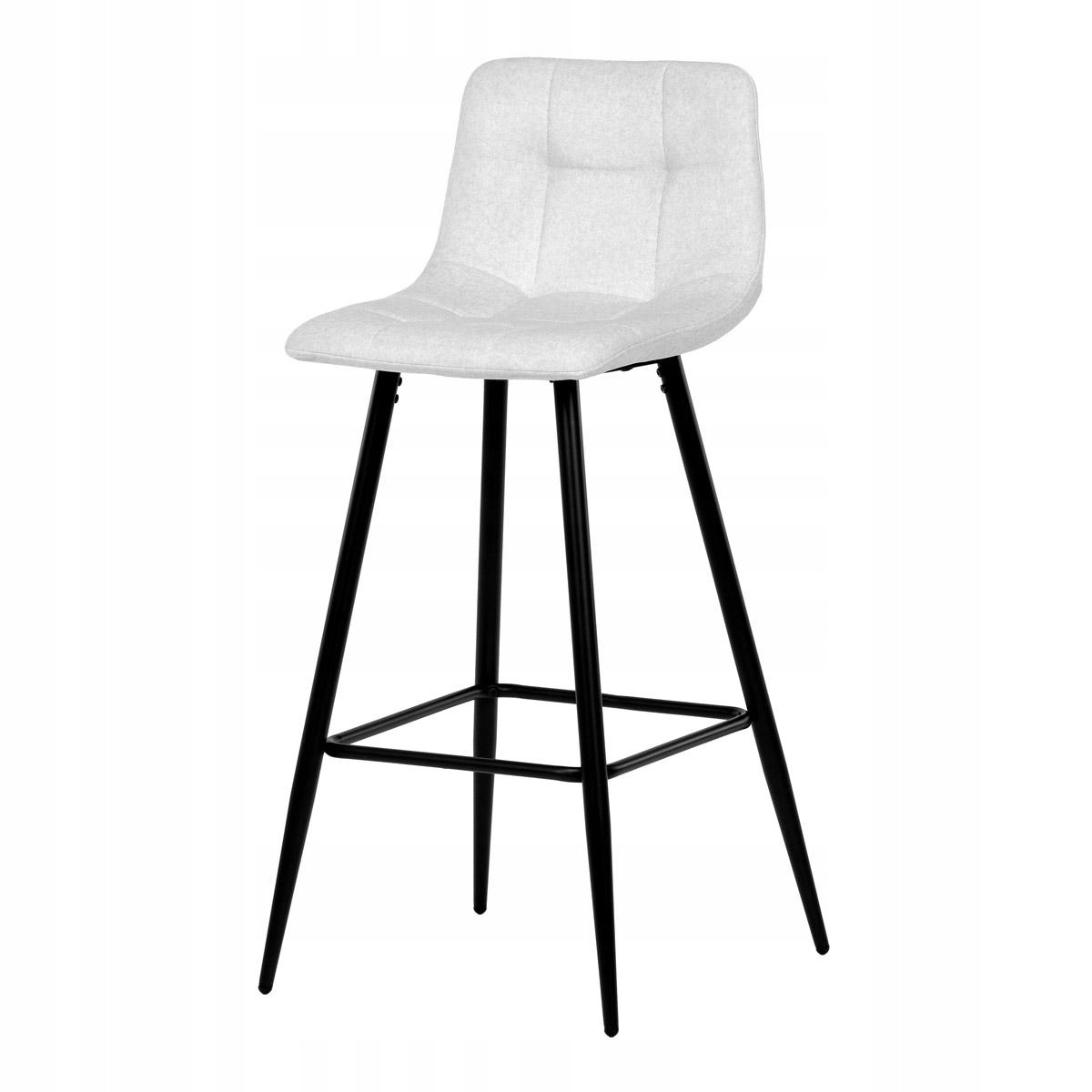 Autronic Židle barová, bílá látka, čtyřnohá kovová podnož, černý mat (aub-x