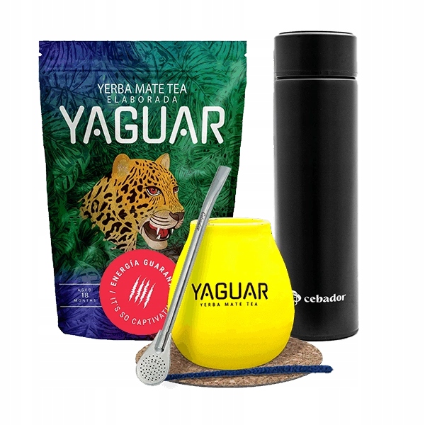 Sada Yerba Mate Yaguar Energia Guarana Termoska Led, tykva a bombilla 500 g