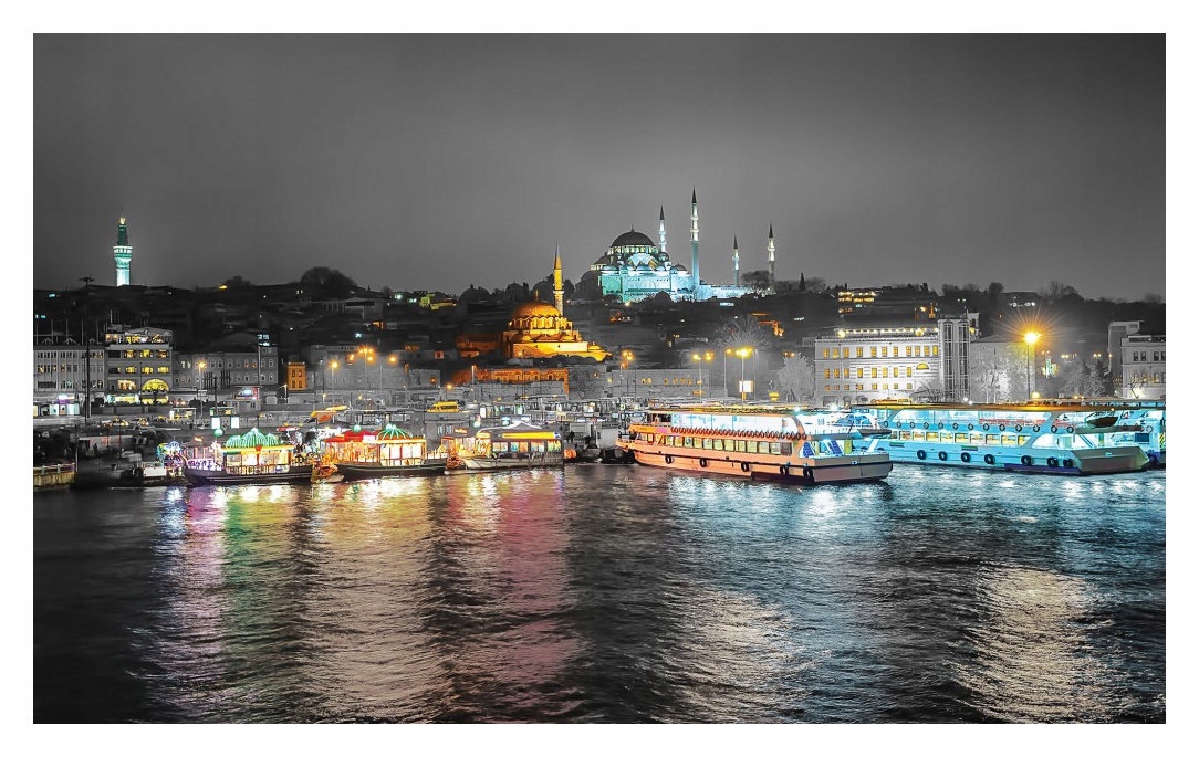 Fototapeta Noční Istanbul Město mešity světla na vodě 300x210 lepidlo
