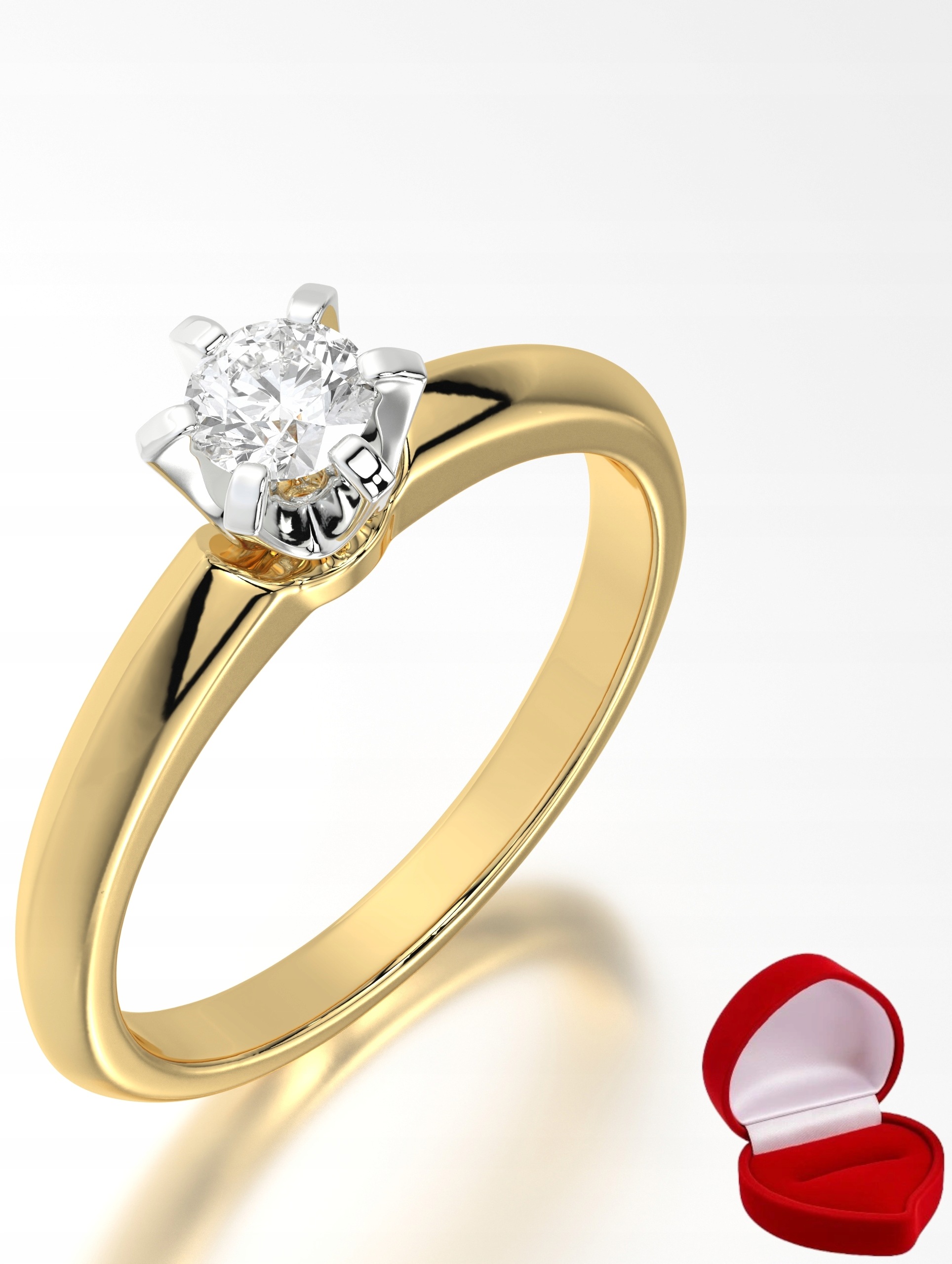 Zlatý Prstýnek 585 14k Diamant Lab Brylant 0,19 ct R7