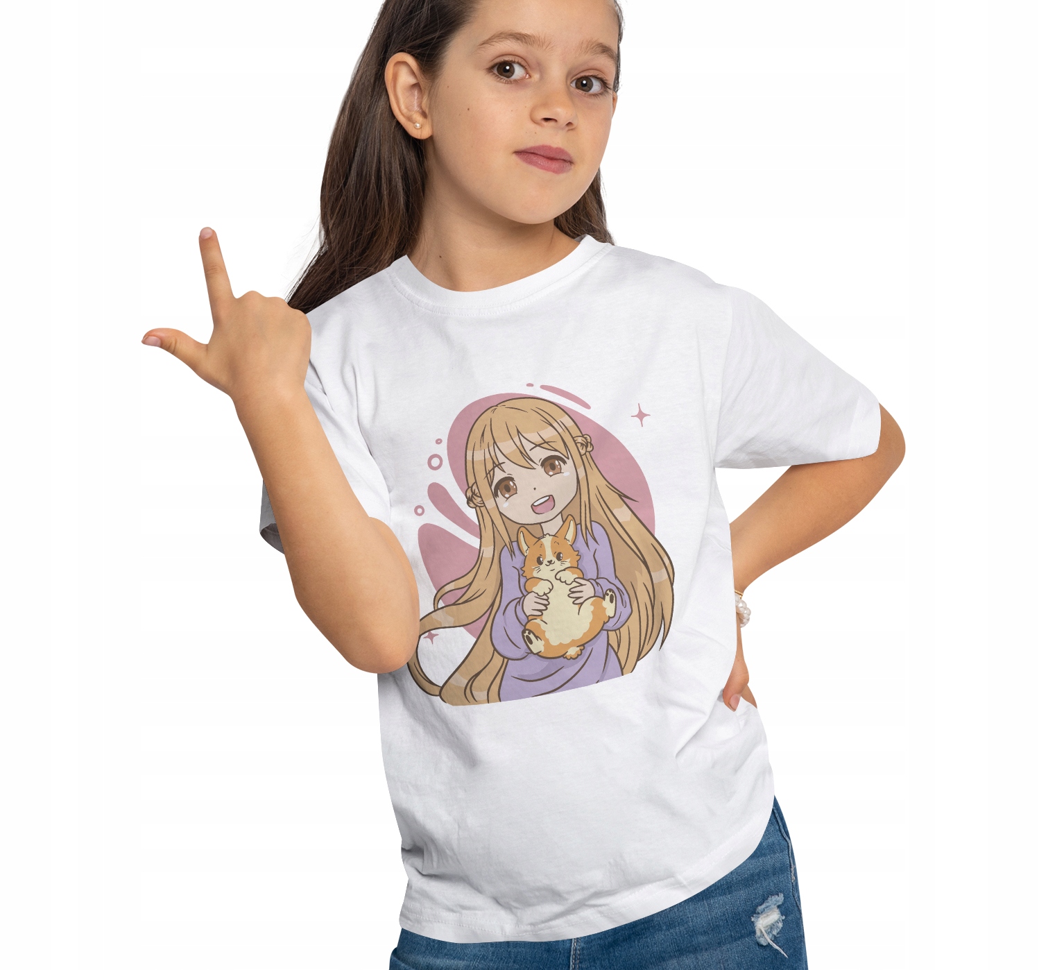 

Dziewczyna i kot Anime Koszulka T-shirt 158