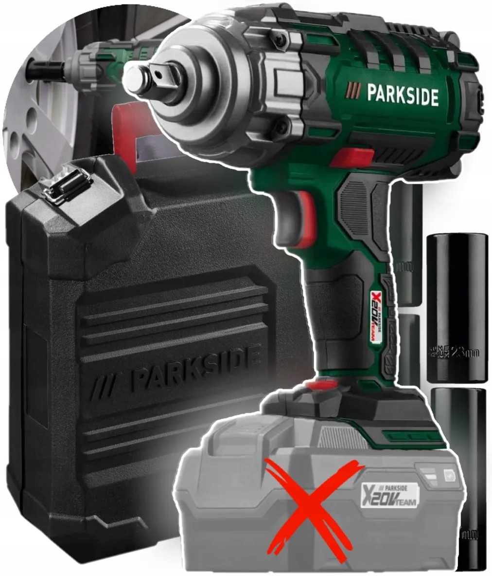 Parkside Akumulatorowa Wkrętarka Udarowa Passk 20-Li C4, 20 V Nasadki