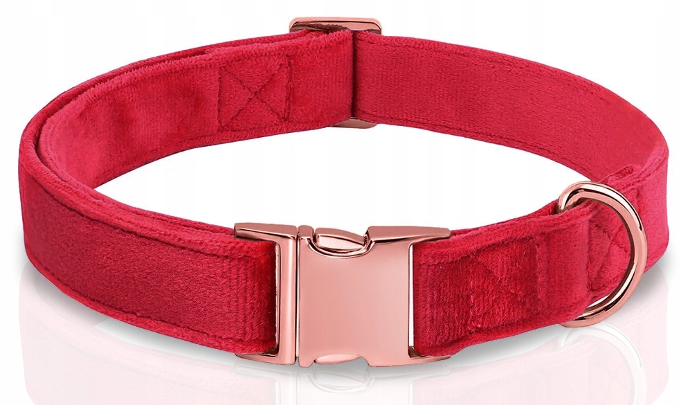 Levně Nastavitelný sametový obojek pro psa 35-55cm L/XL, Barva: Červená