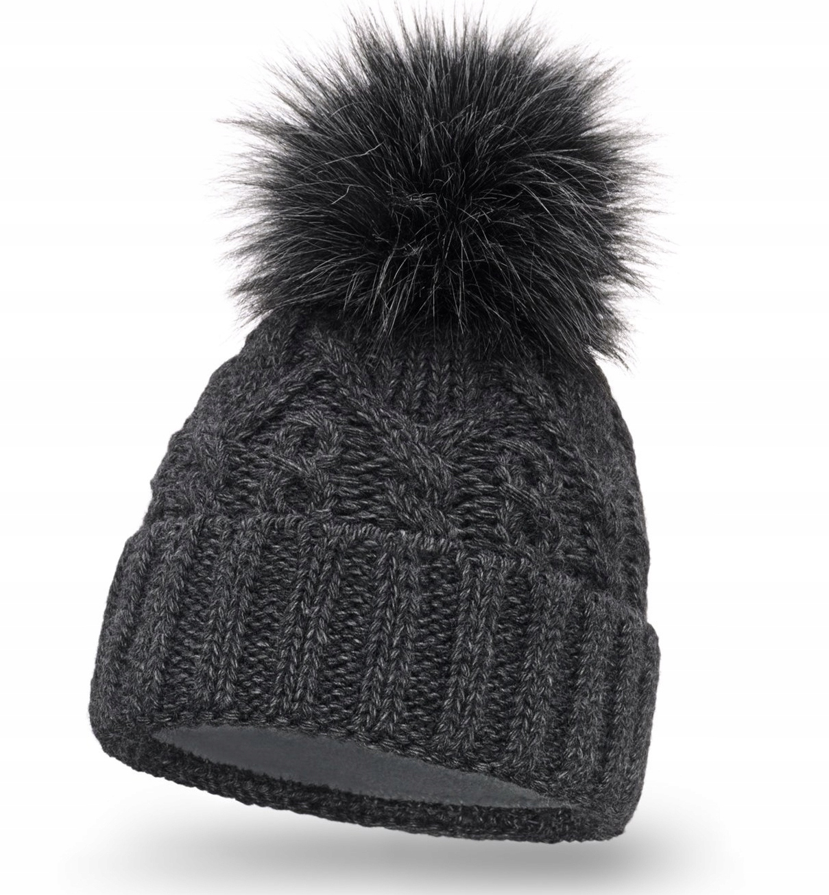 CiepłA ZIMOWA damska CZAPKA z polarem GRAFIT P12