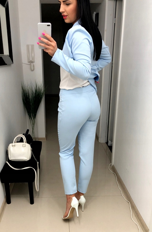 GARNITUR DAMSKI marynarka spodne BŁĘKIT XL Materiał dominujący inny