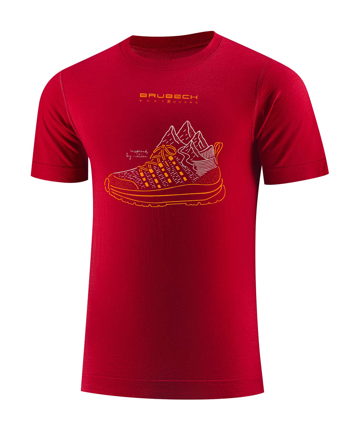 Męska koszulka z wełną merino T-shirt Outdoor Wool Pro Brubeck czerwony r.M