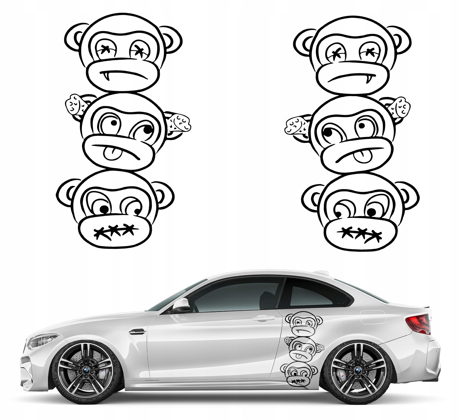 2ks Samolepky na auto Vzor Opice 44x76 cm