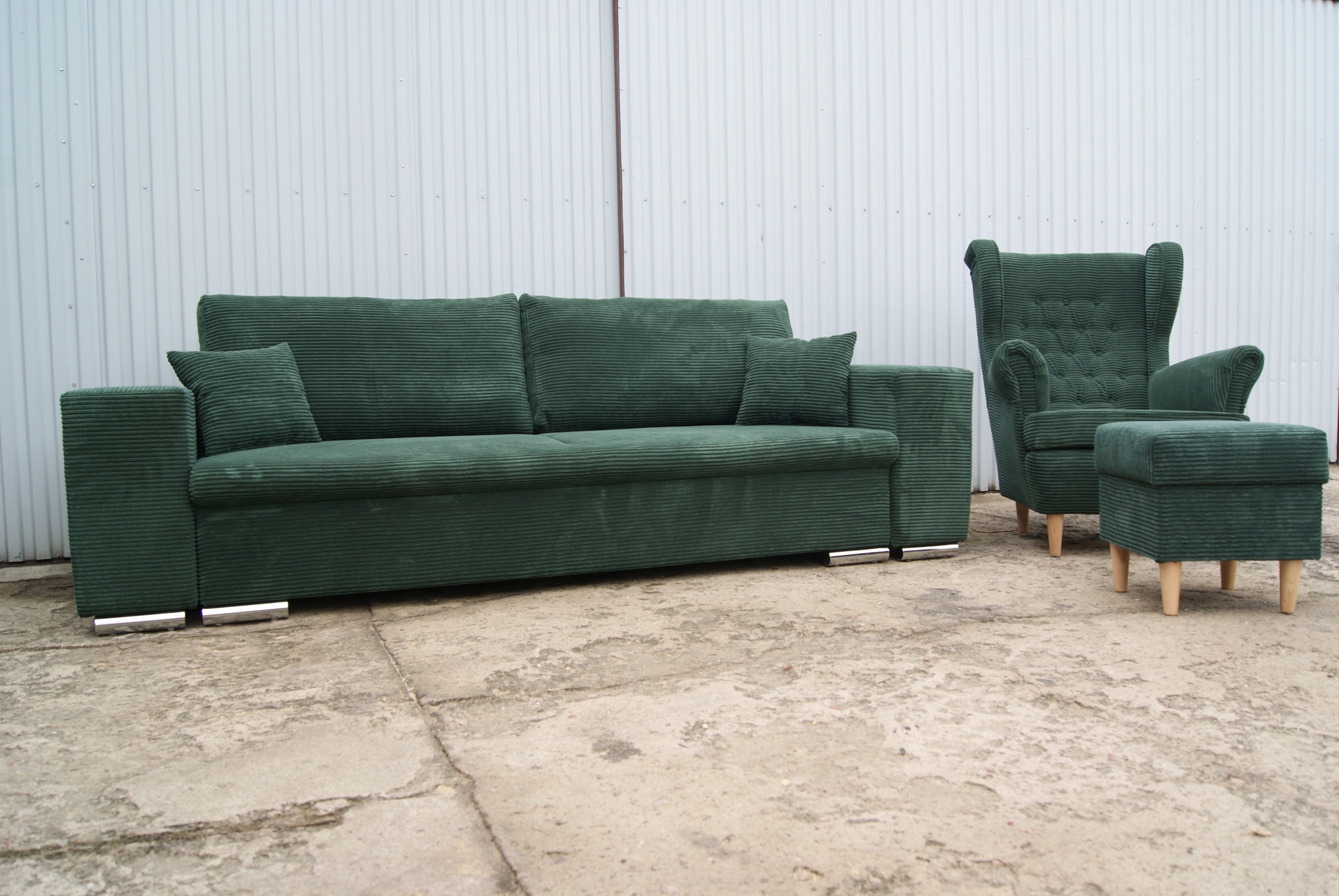 DUŻA KANAPA + FOTEL USZAK + PUFA modny SZTRUKS Kod producenta SZTRUKS