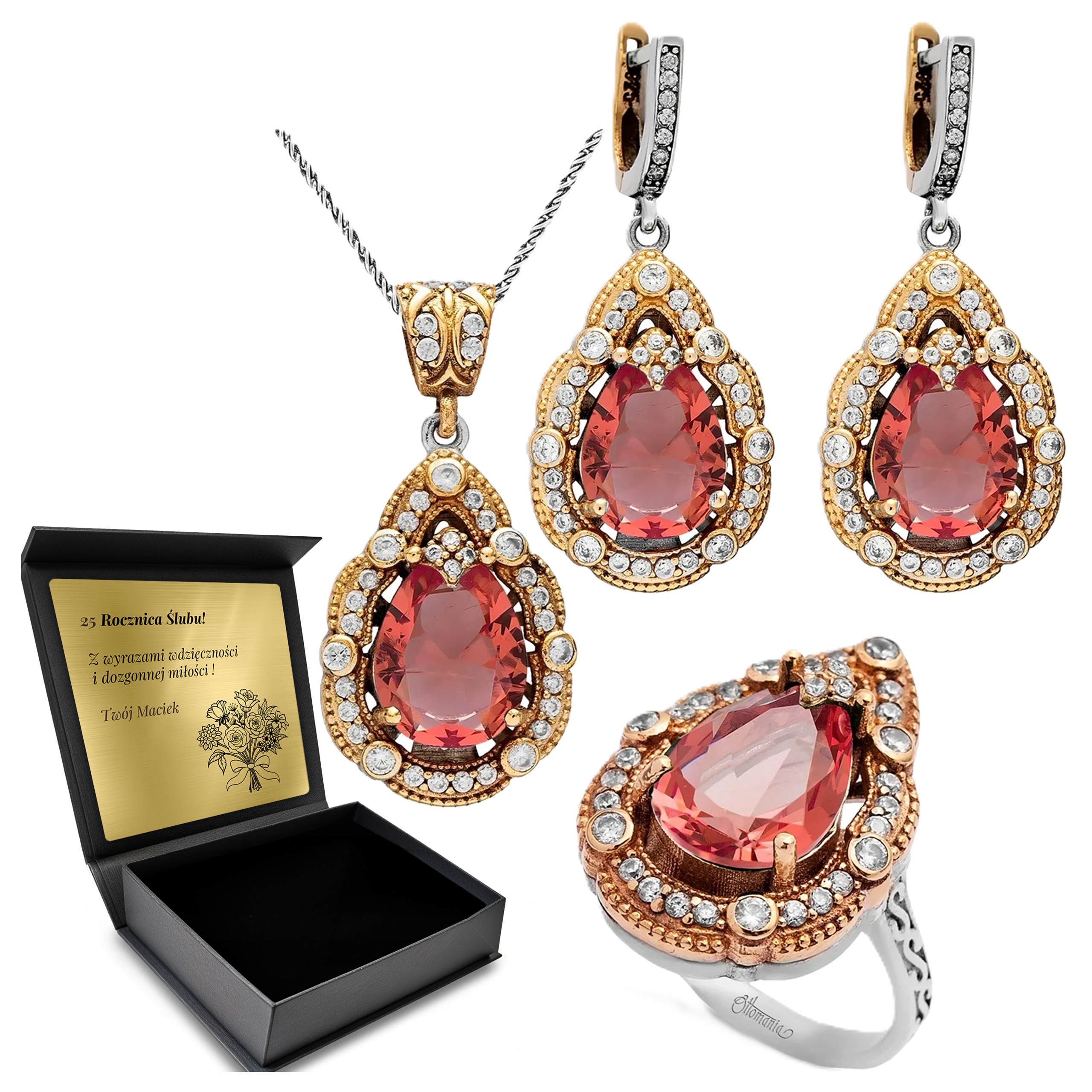 Komplet Stříbrných Šperků 925 Zirkony Zultanit Dárek pro ženu Gravírování