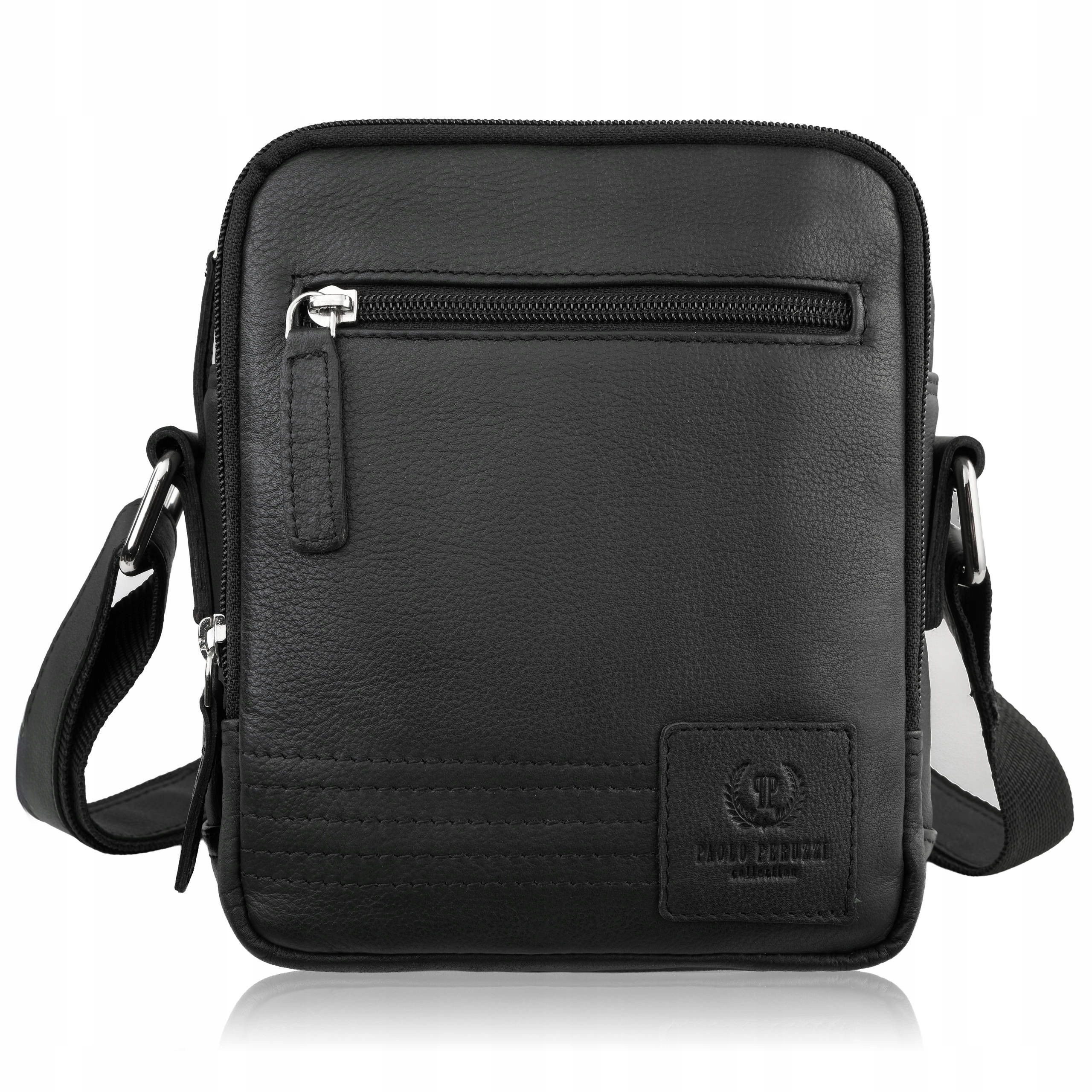 Torba męska na ramię skóra czarna Paolo Peruzzi Autoryzowany Sprzedawca