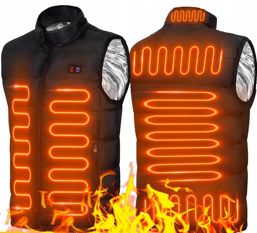 Vesta Bunda Bunda Bez Rukávů Vyhřívaná Zimní Na Mráz Černá 4XL