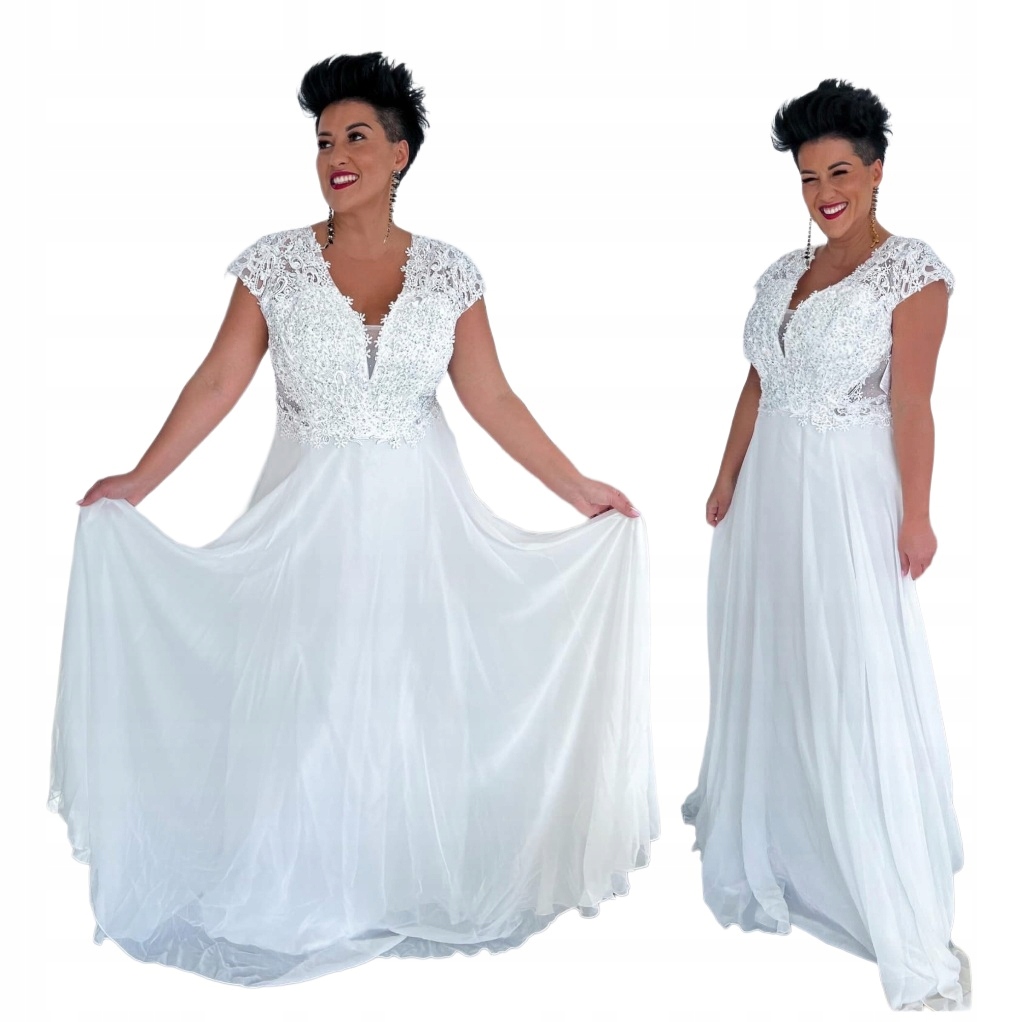 Dagna Dlouhá Bílá Šifonová Rozkládací Sváteční Sukně 2XL