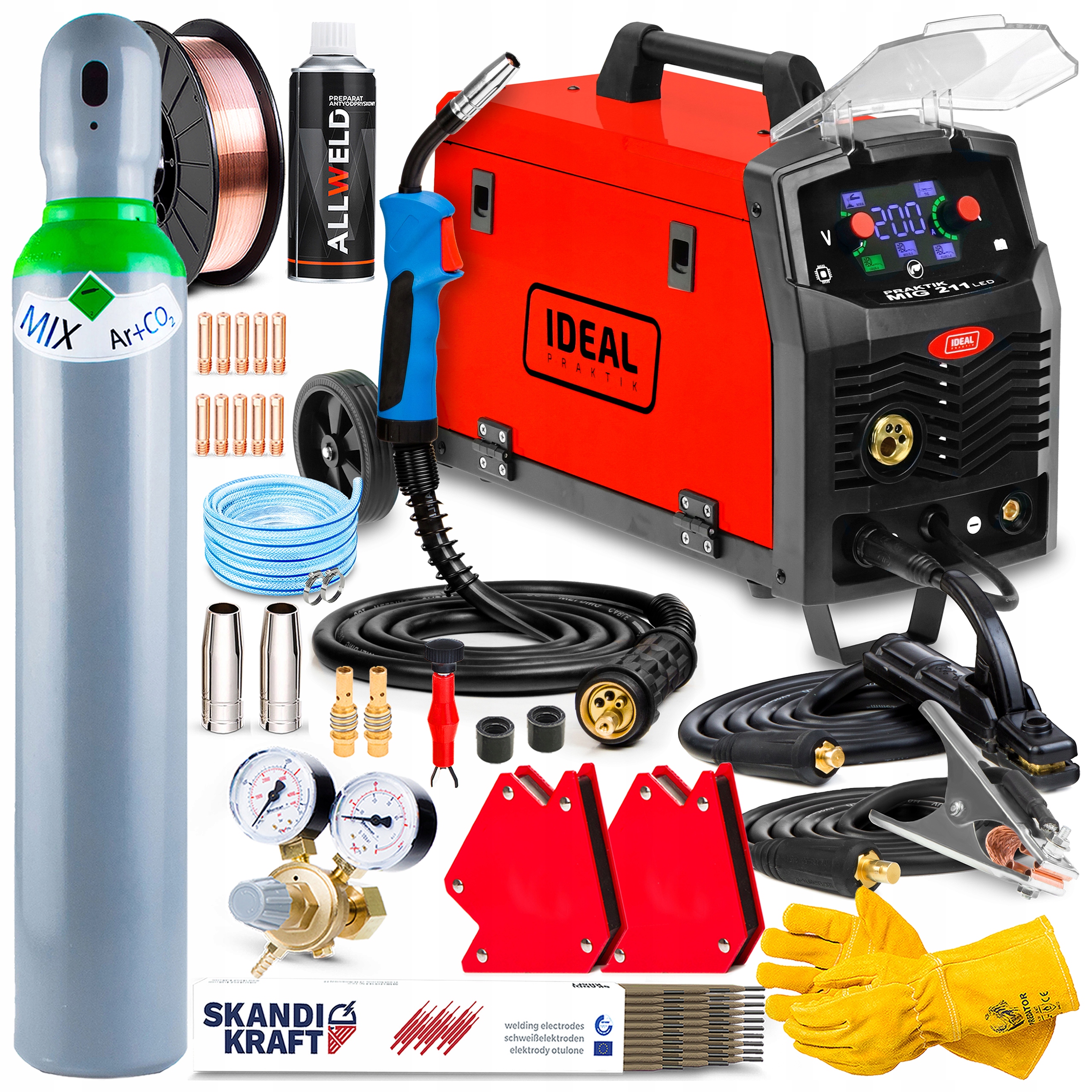 Svařovací Stroj Migomat Ideal Praktik Mig 211 Synergie Led Mma Tig 200A 230V Flux
