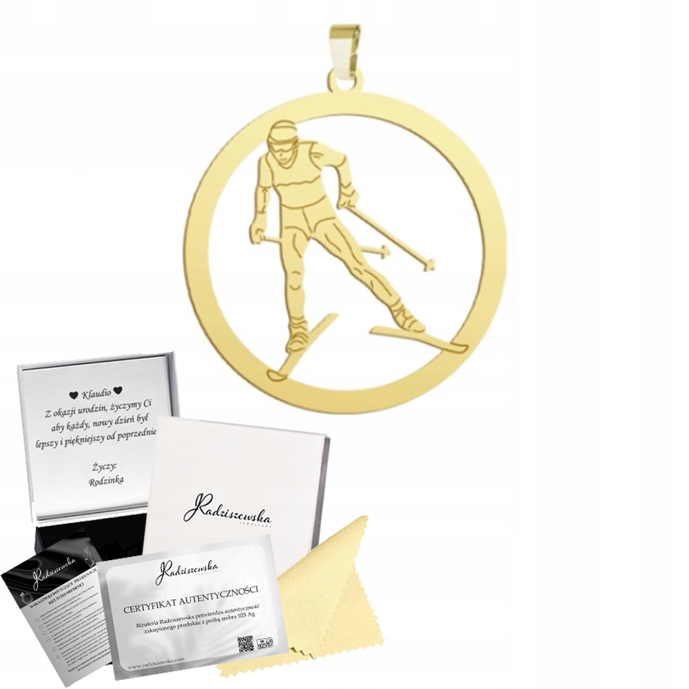 Zlatý Přívěsek Na Běžky Přívěsek Stříbro 925 Dárek Gravírování Bonus