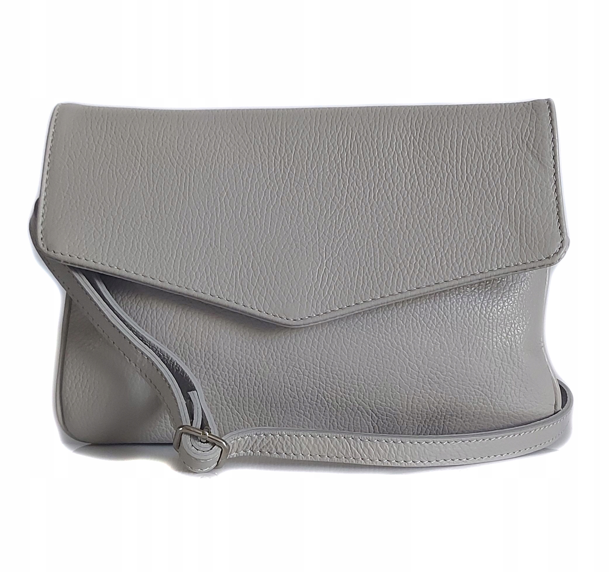 Roztomilá italská kabelka přes rameno Vera Pelle z kůže, prostorná, 2 v 1, šedá