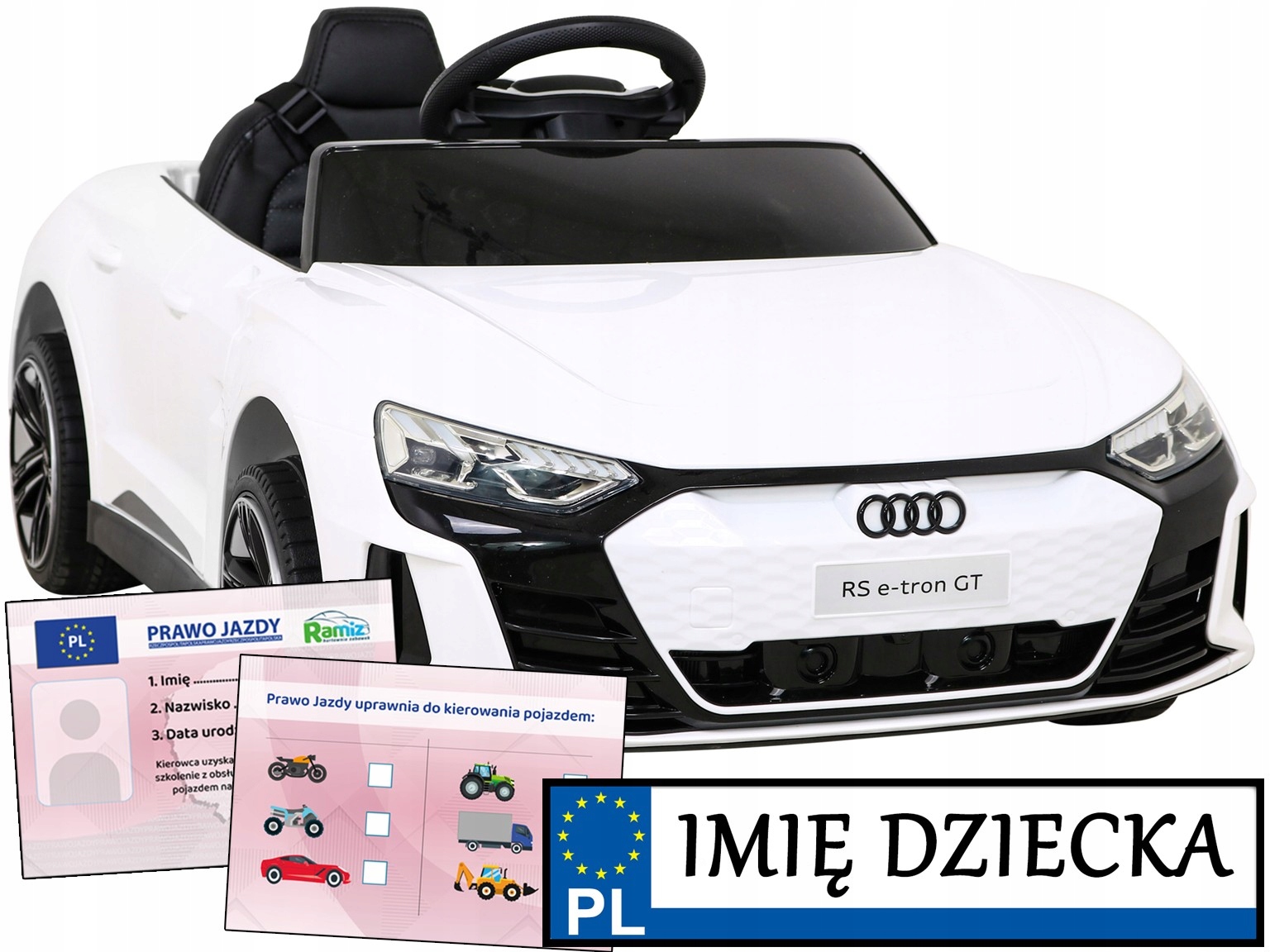 Auto Dla Dzieci na akumulator Audi Rs E-tron Gt tablica imienna Prawo Jazdy
