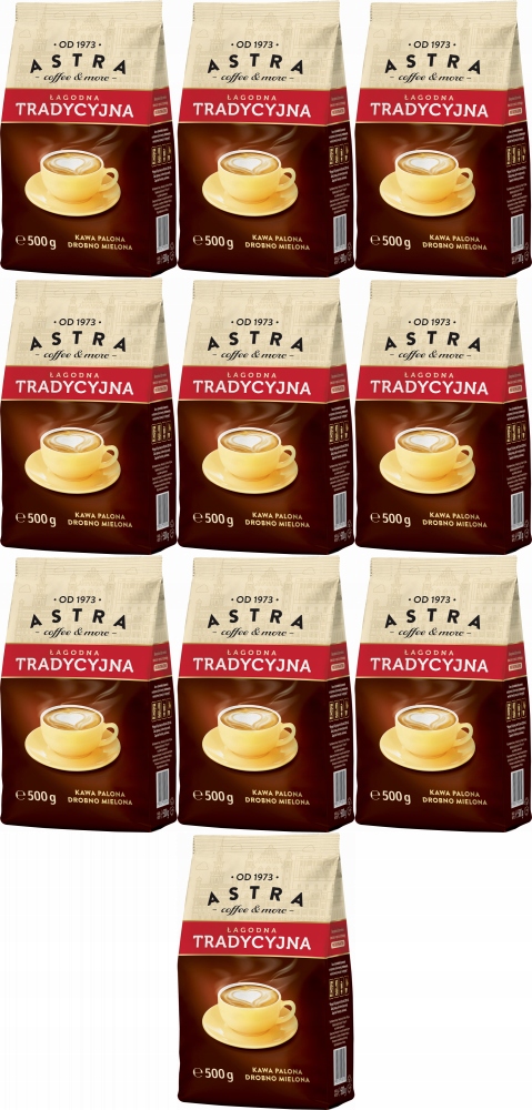 Kawa mielona Astra Łagodna Tradycyjna drobno mielona 500g x10