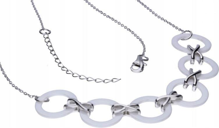 Stříbrný náhrdelník 925 s keramickými kroužky 10,22 g, ideální jako dárek