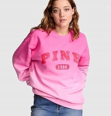 Mikina s fleecem Victoria's Secret Pink růžová ombre Xs