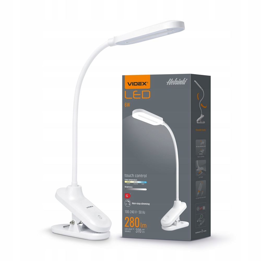 

Lampka biurkowa Led 6W ściemniana 3 barwy klips