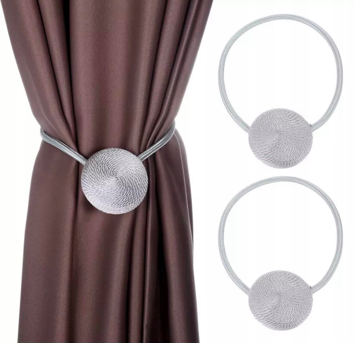 KLAMRA UPIĘCIE FIRAN ZASŁON MAGNETYCZNE SZARA SPINKA DEKORACJA OZDOBNA