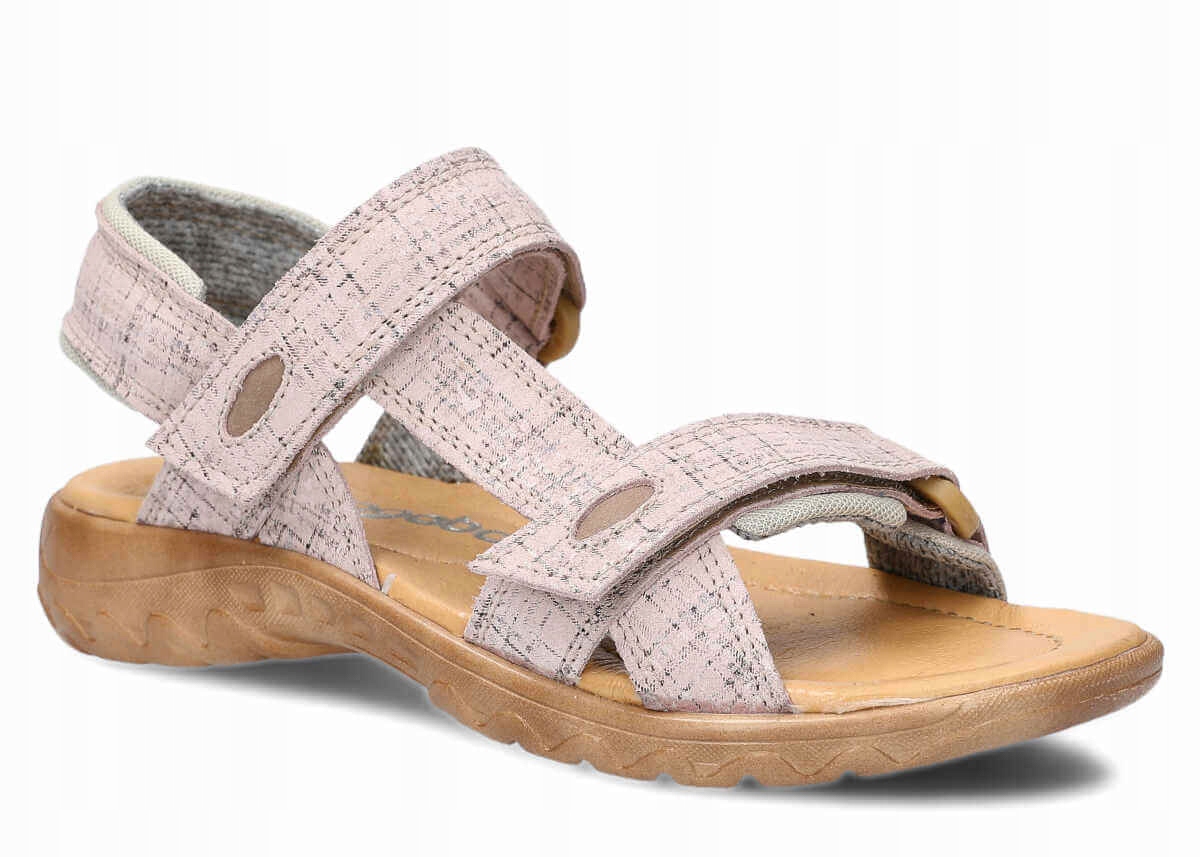 Dámské kožené sandály růžový velur Nagaba 168, pohodlné, na suchý zip 37
