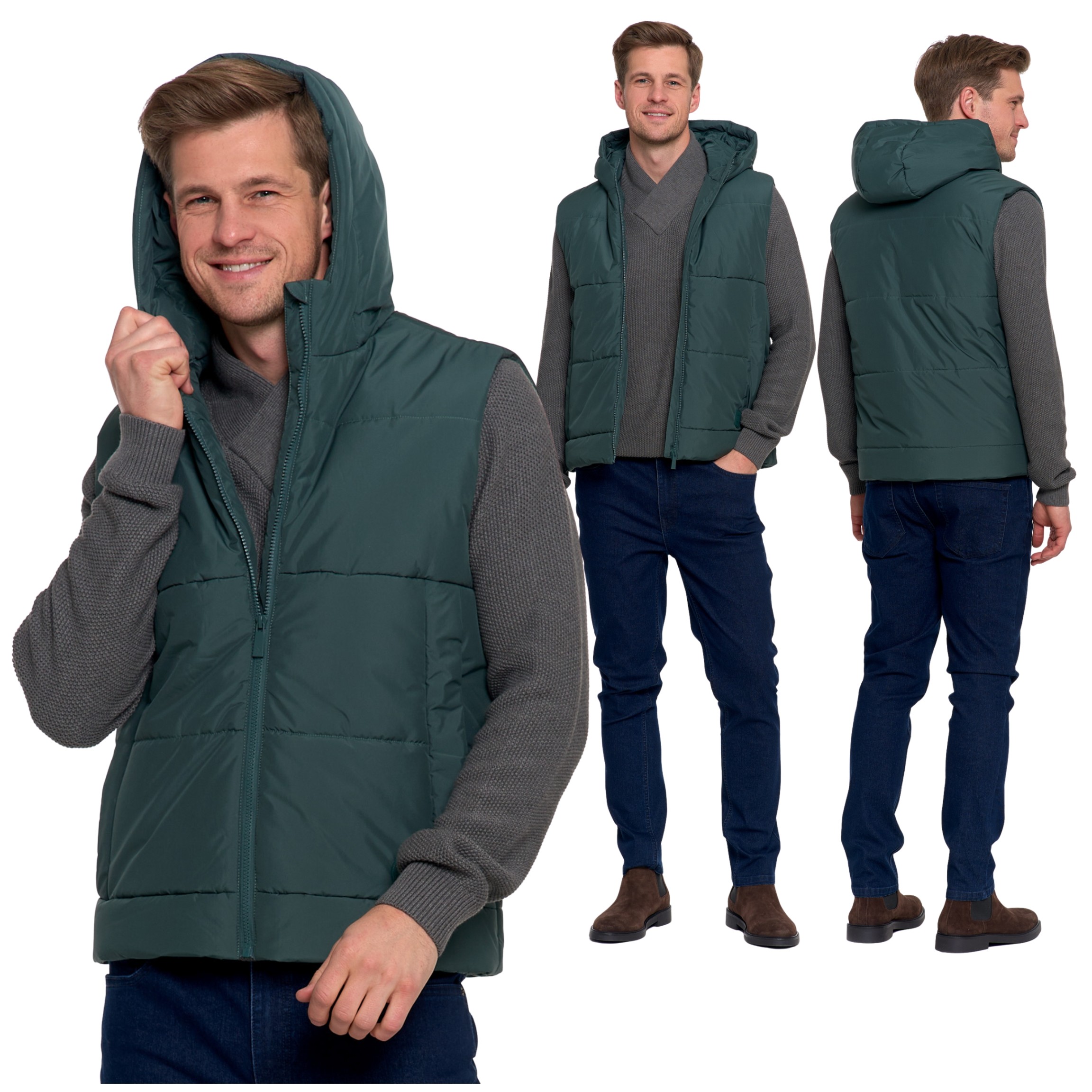 Pánský Bunda Bez Rukávů Rukáv S Kapucí , Teplý Moraj L