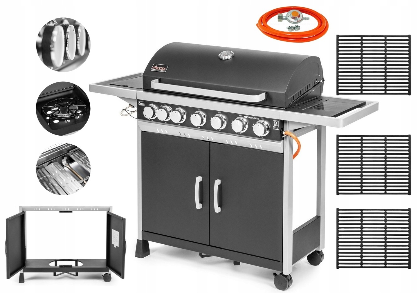 Grill Gazowy Z Rusztem Żeliwnym Amerykański Styl Palnik Boczny