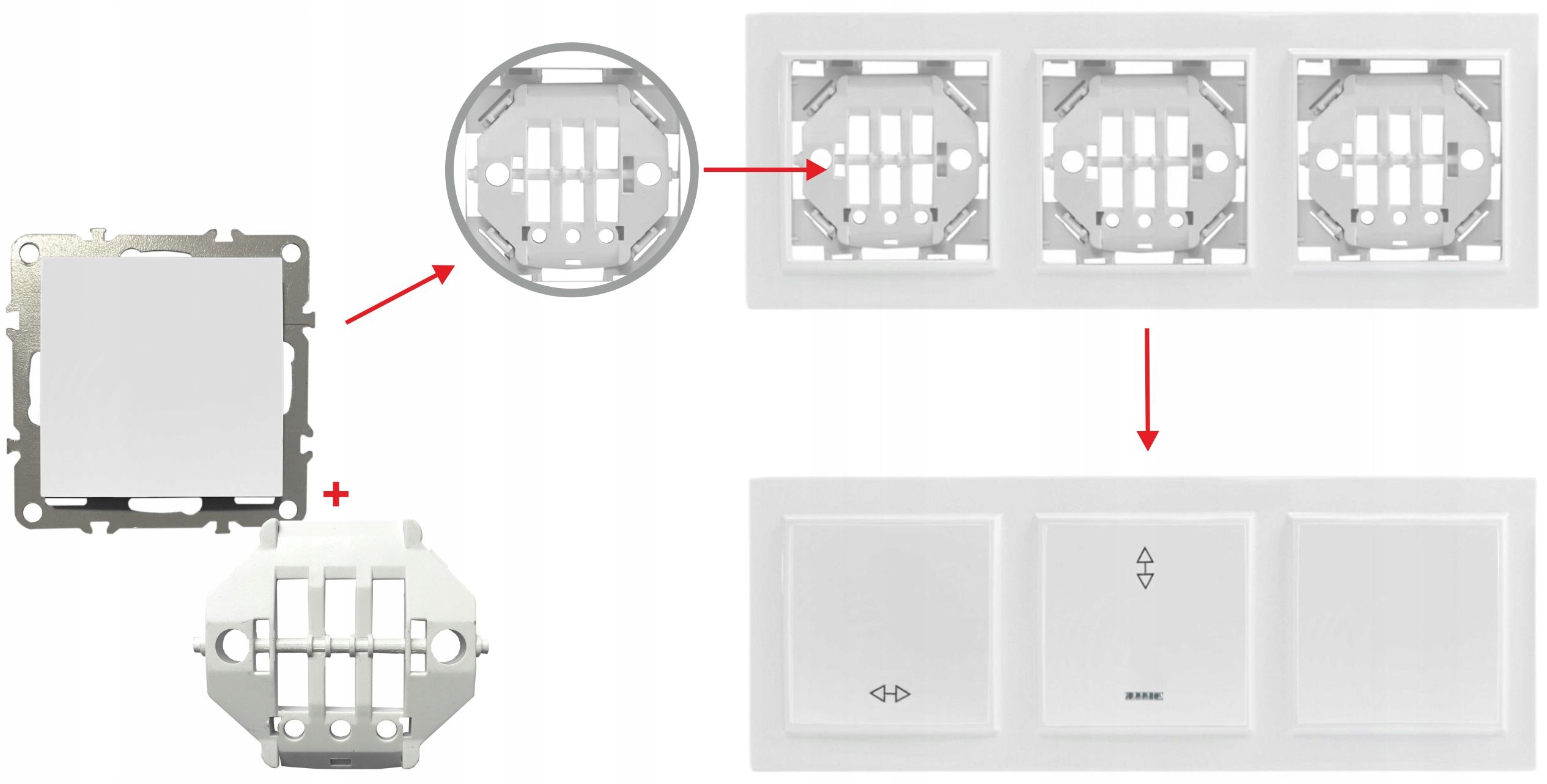QUADRA RAMKA POCZWÓRNA BIAŁA POZIOMA WŁĄCZNIK 4 Marka Quadra