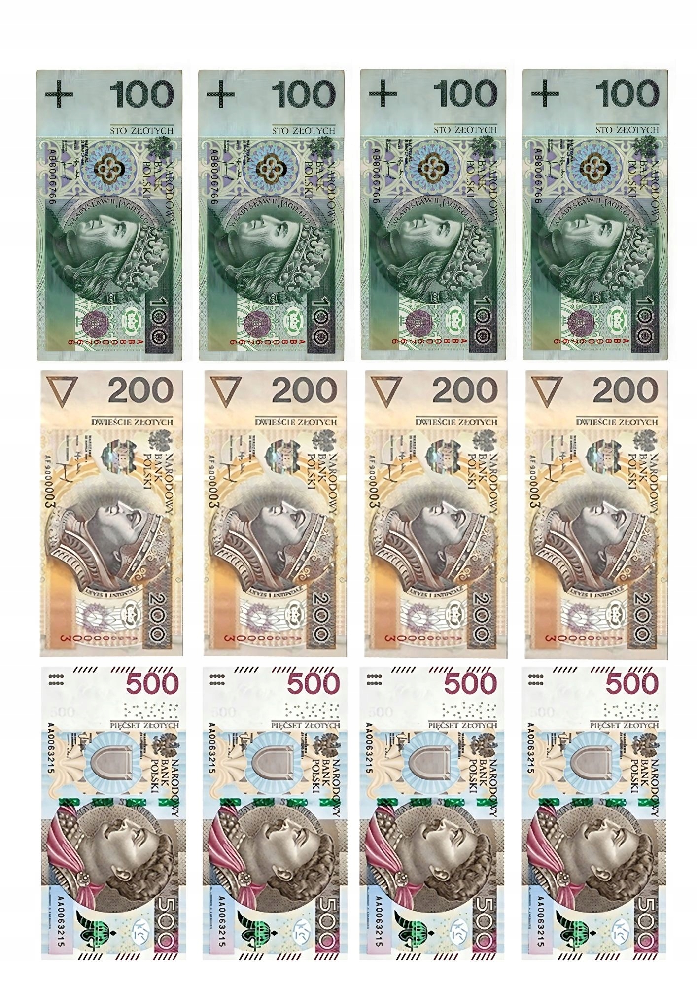 Opłatek na tort Pieniądze banknoty 12 sztuk duże 100 200 500 złotych