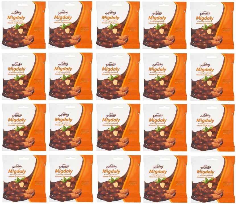 Levně 20 x 80 g Jutrzenka Mandle v mléčné čokoládě Karton