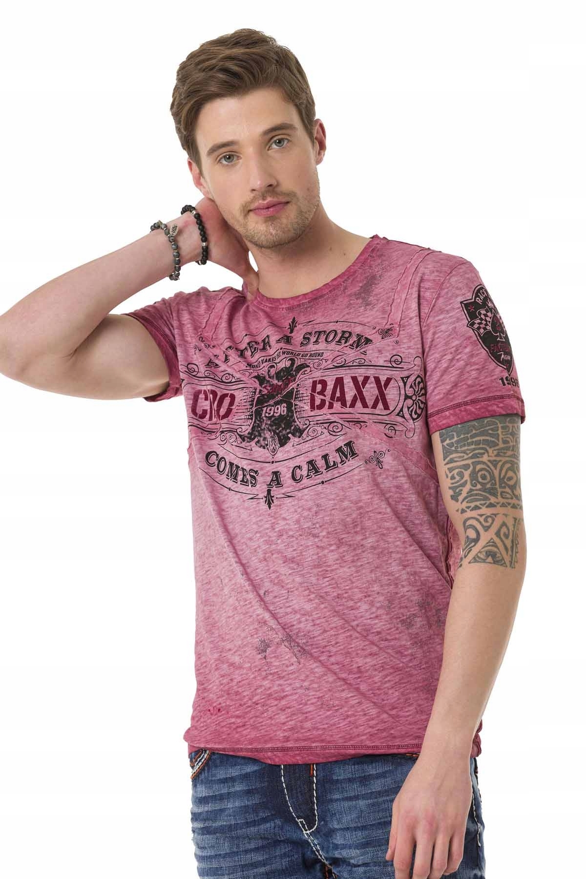 

Koszulka Męska T-shirt Cipo Baxx Napisy Bordo: S
