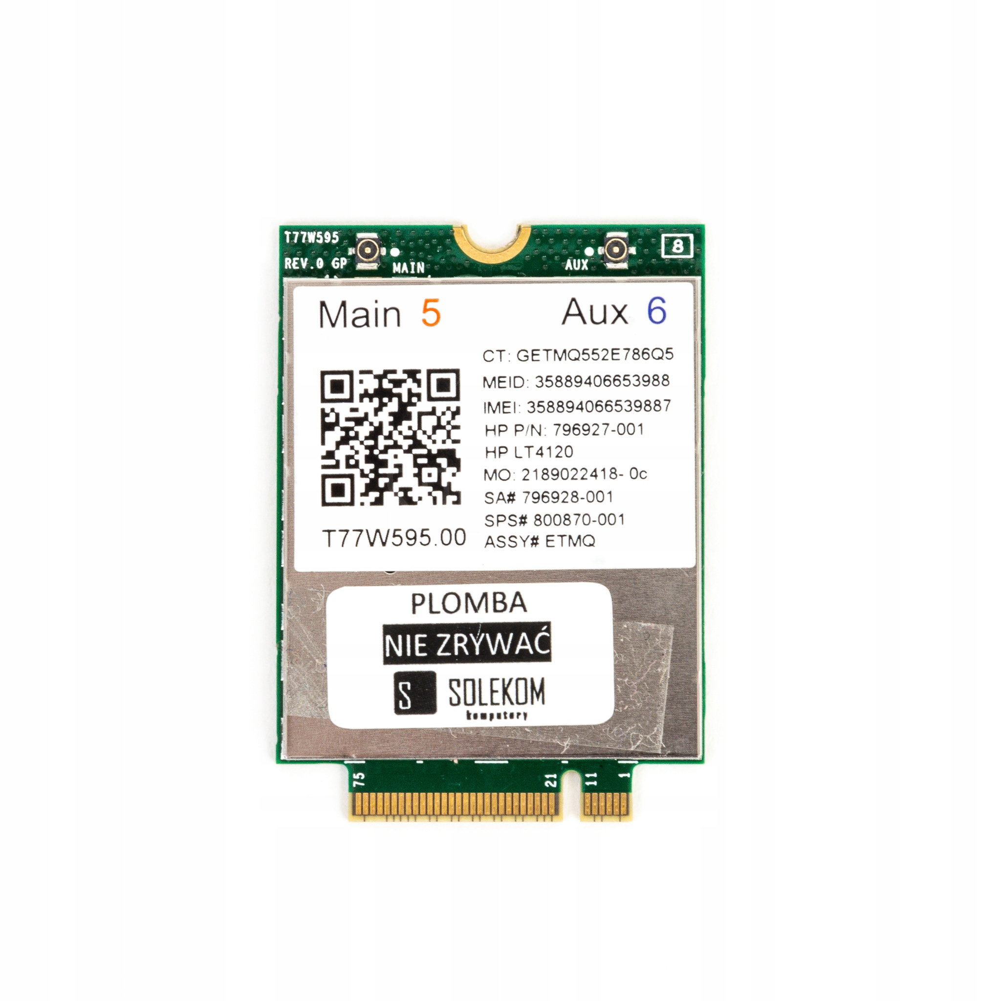 Modem LTE LT4120 4G FOXCONN T77W595 M.2 HP 840 820 Kod producenta XXXXX