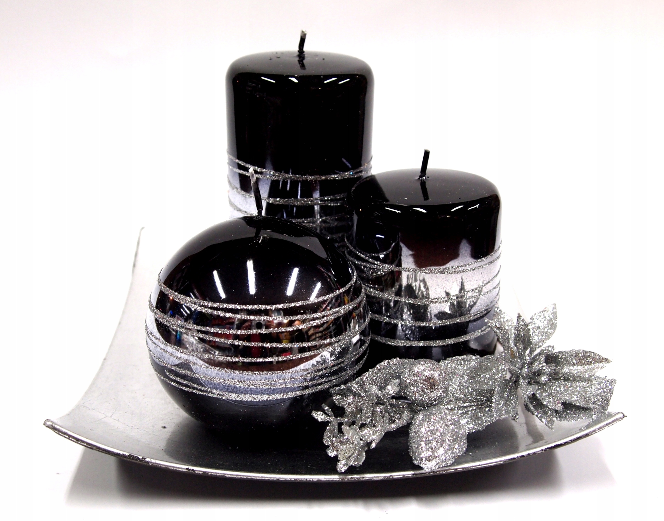 

Zestaw Czarno-srebrnych Świec Arrabian