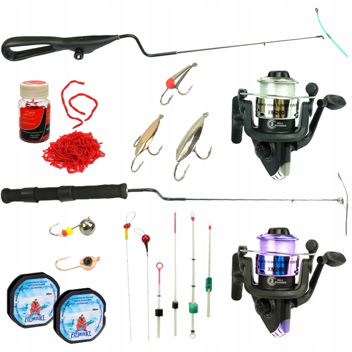 velký Podlodový Set 2x prut 2x naviják kiwok Mormyszki z plechu Ochotka