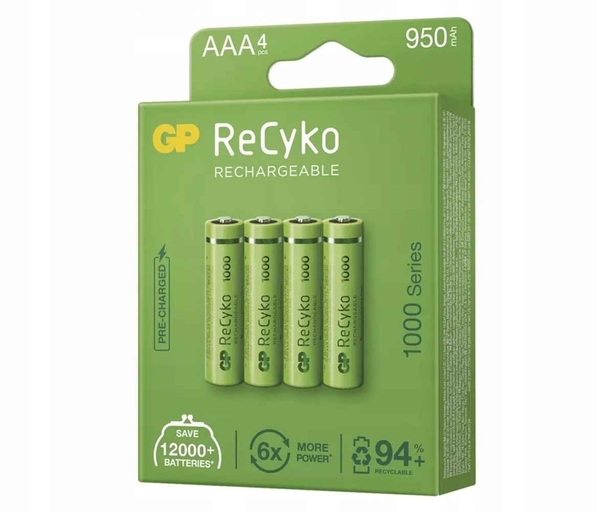 4x Akumulator GP ReCyko+ 950mAh 1.2V AAA NiMH Marka GP