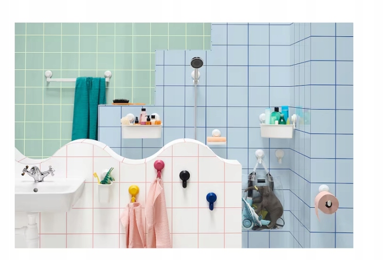 TISKEN kosz z przyssawkami biały łazienka IKEA Pojemność 0 ml