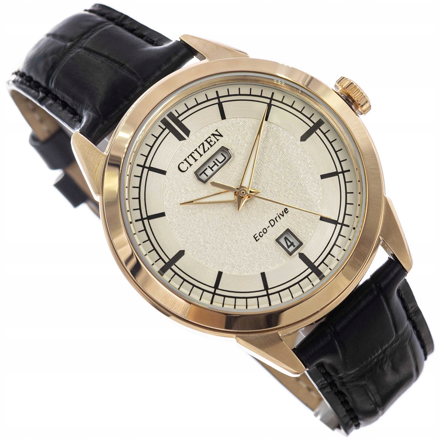 Męski Zegarek Citizen AW0153-04A Eco-drive Leather Czarny Na Pasku Solar