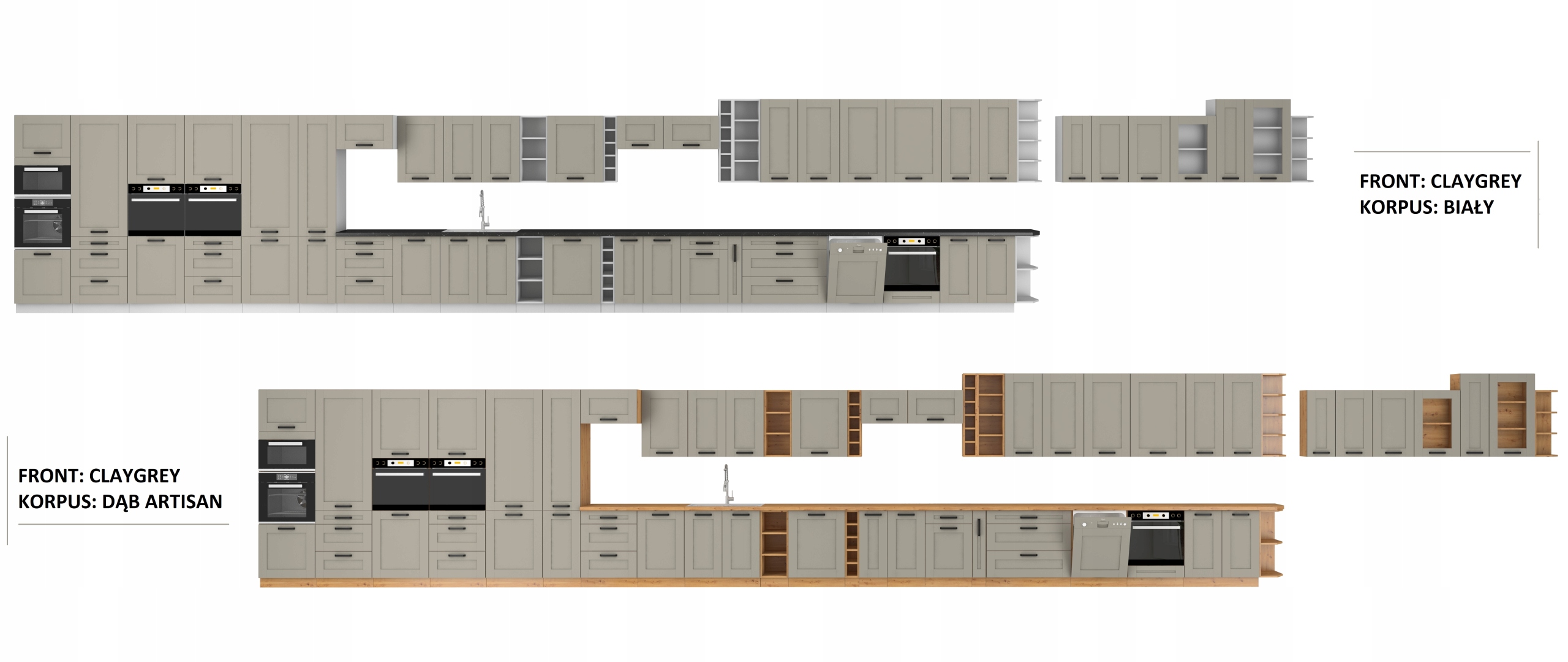 Szafka do zabudowy lodówki 60 cm CLAYGREY LUCY Liczba półek nie dotyczy