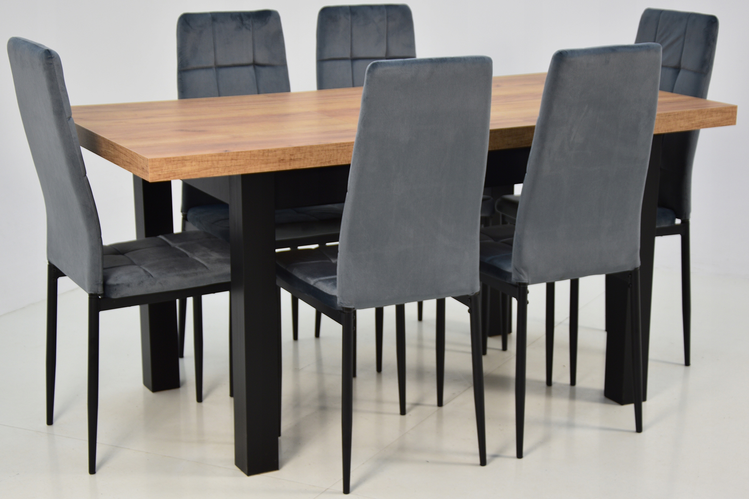 Komplet STÓŁ ROZKŁADANY do 160cm i 6 krzeseł SZARE Kod producenta IK-07 + S-7