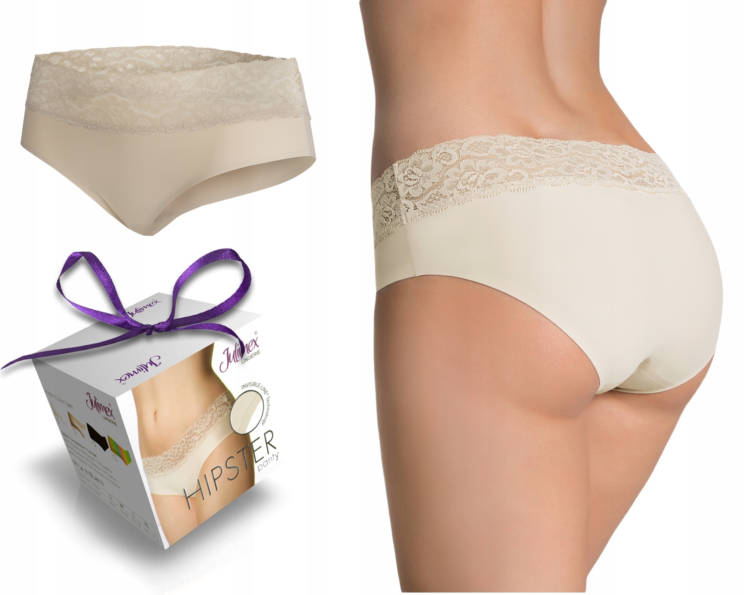 

Julimex bezszwowe gładkie figi Hipster Beż r. XL