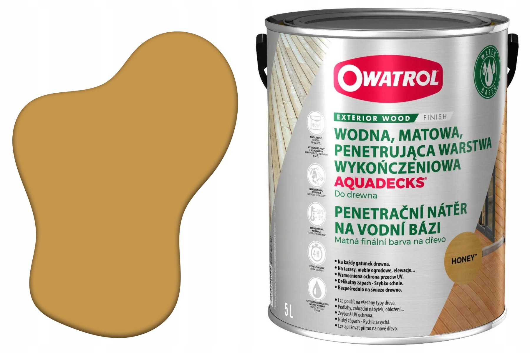 Aquadecks saturátor pre všetky druhy dreva 5L Honey