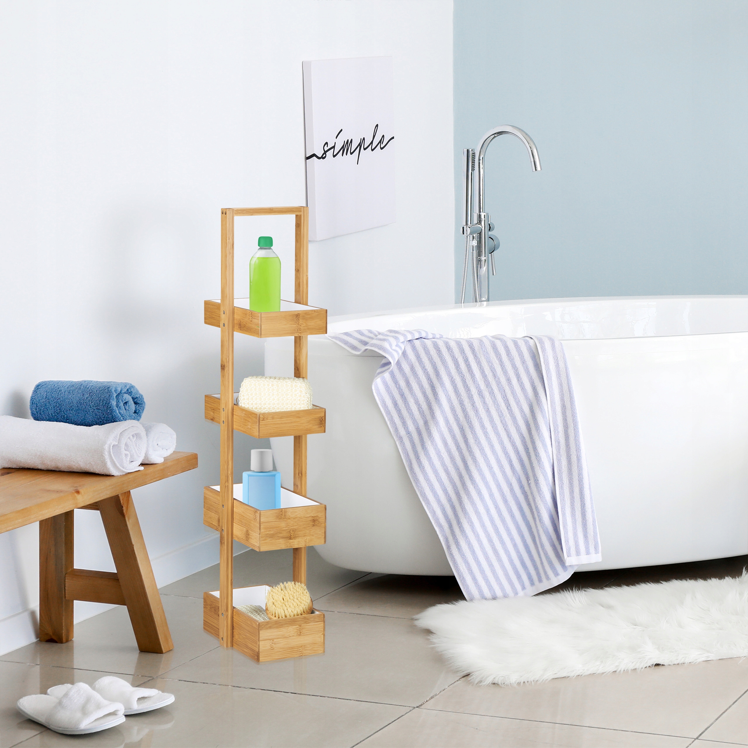 Drewniany Regał łazienkowy Relaxdays 18,5 x 25,5 x 88,5 cm Marka Relaxdays