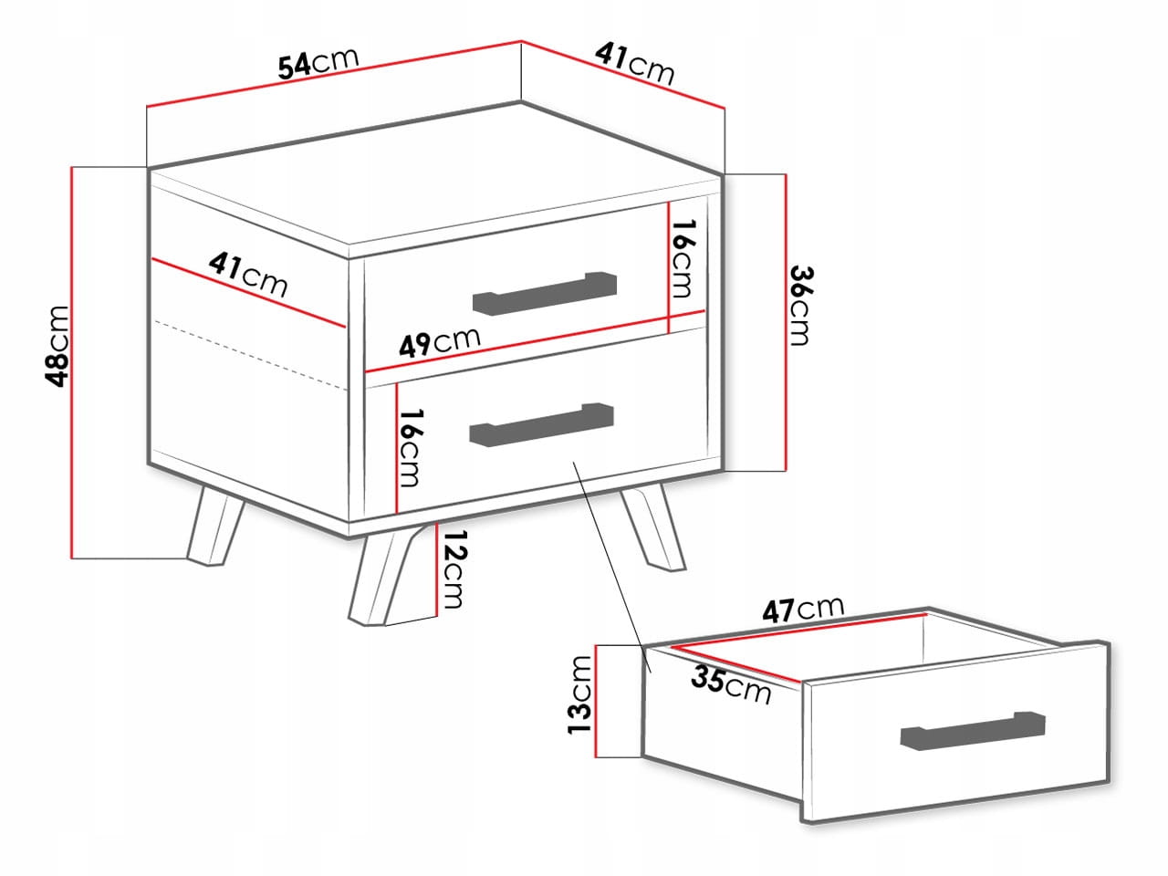 Szafka nocna BALI biała 53,5x48x41cm Marka inna