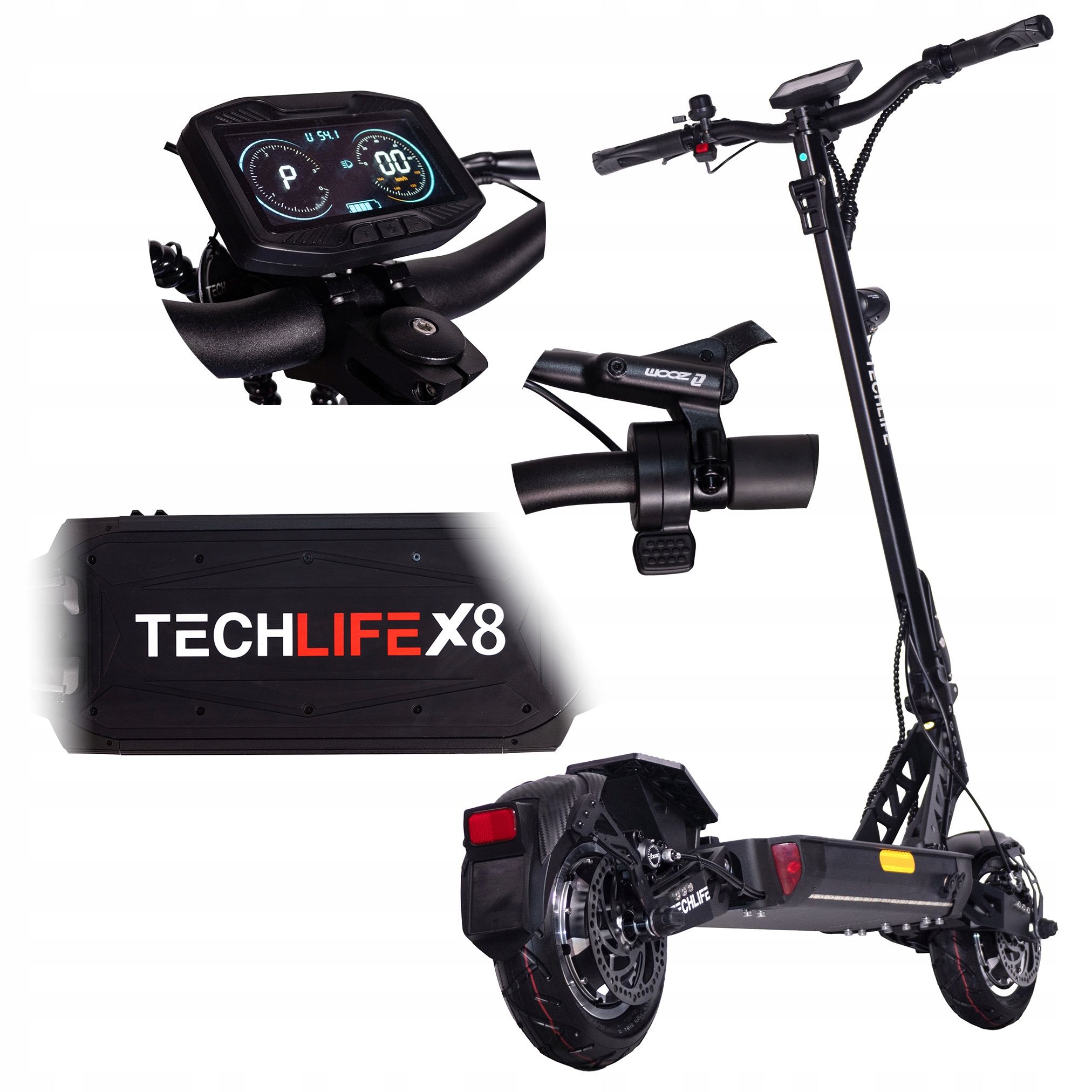 Hulajnoga Elektryczna Terenowa Dla Dorosłych 2x1000W 18Ah52V Techlife X8 V3