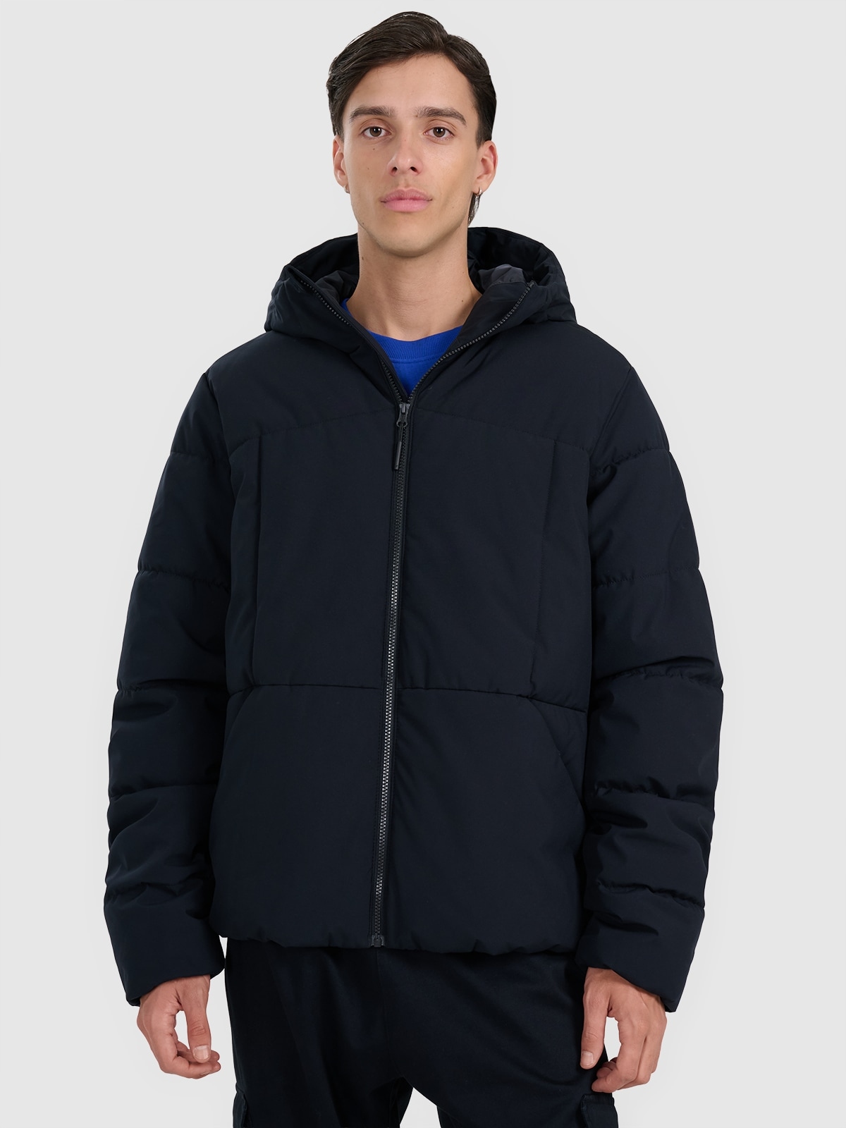 4F Pánská péřová bunda černá 3XL