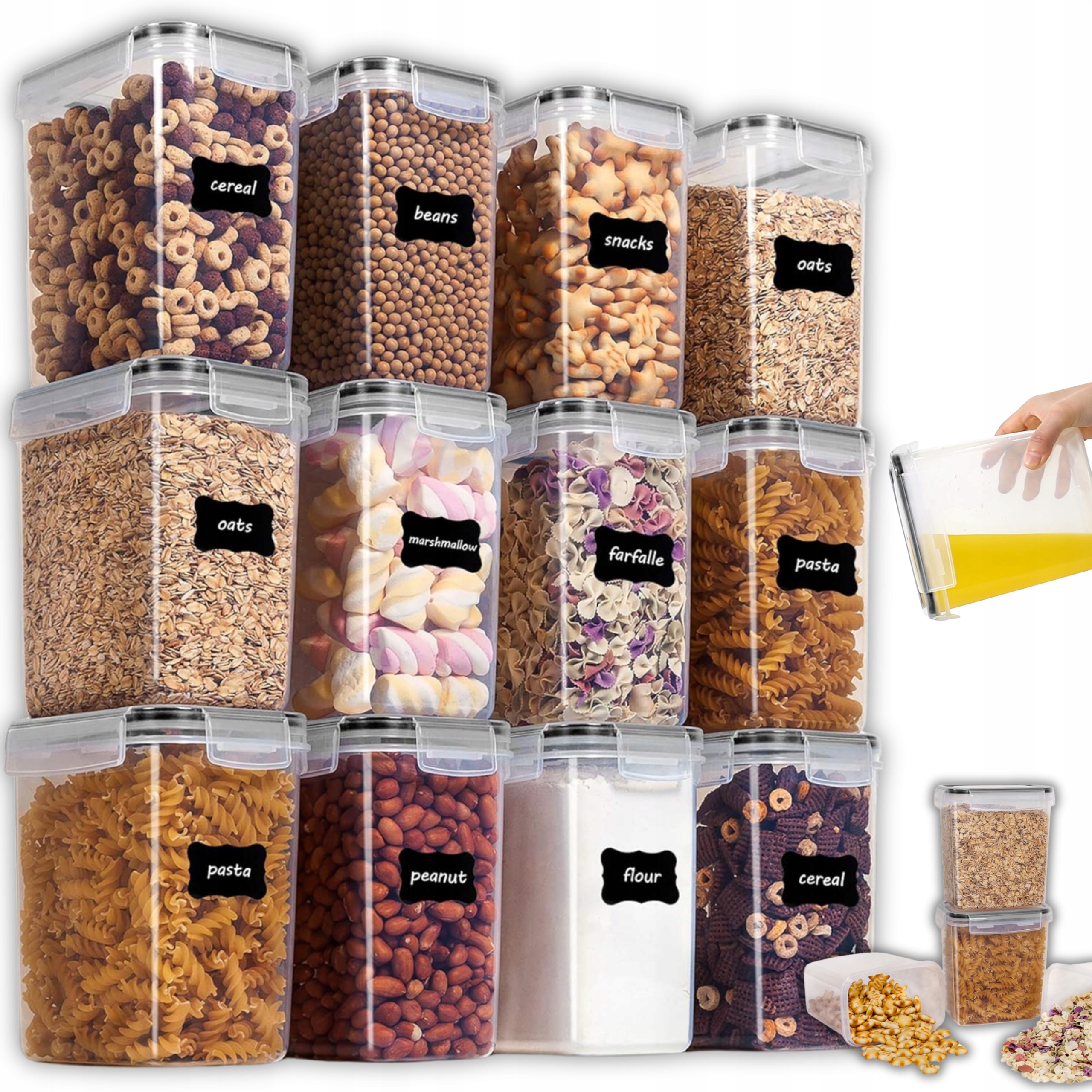 Pojemniki Hermetyczne Do Przechowywania Żywności Pudełka Duże Szczelne x12