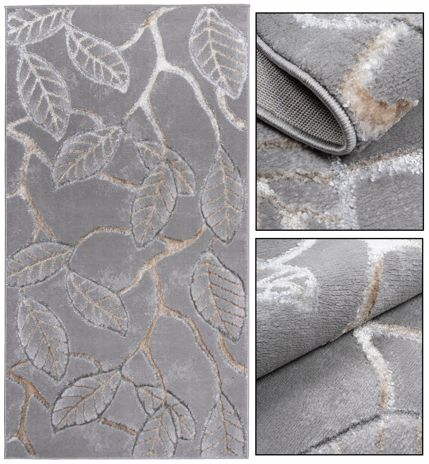 Dywan 300 x 200 CM Plush Liście Nowoczesny Jakość!