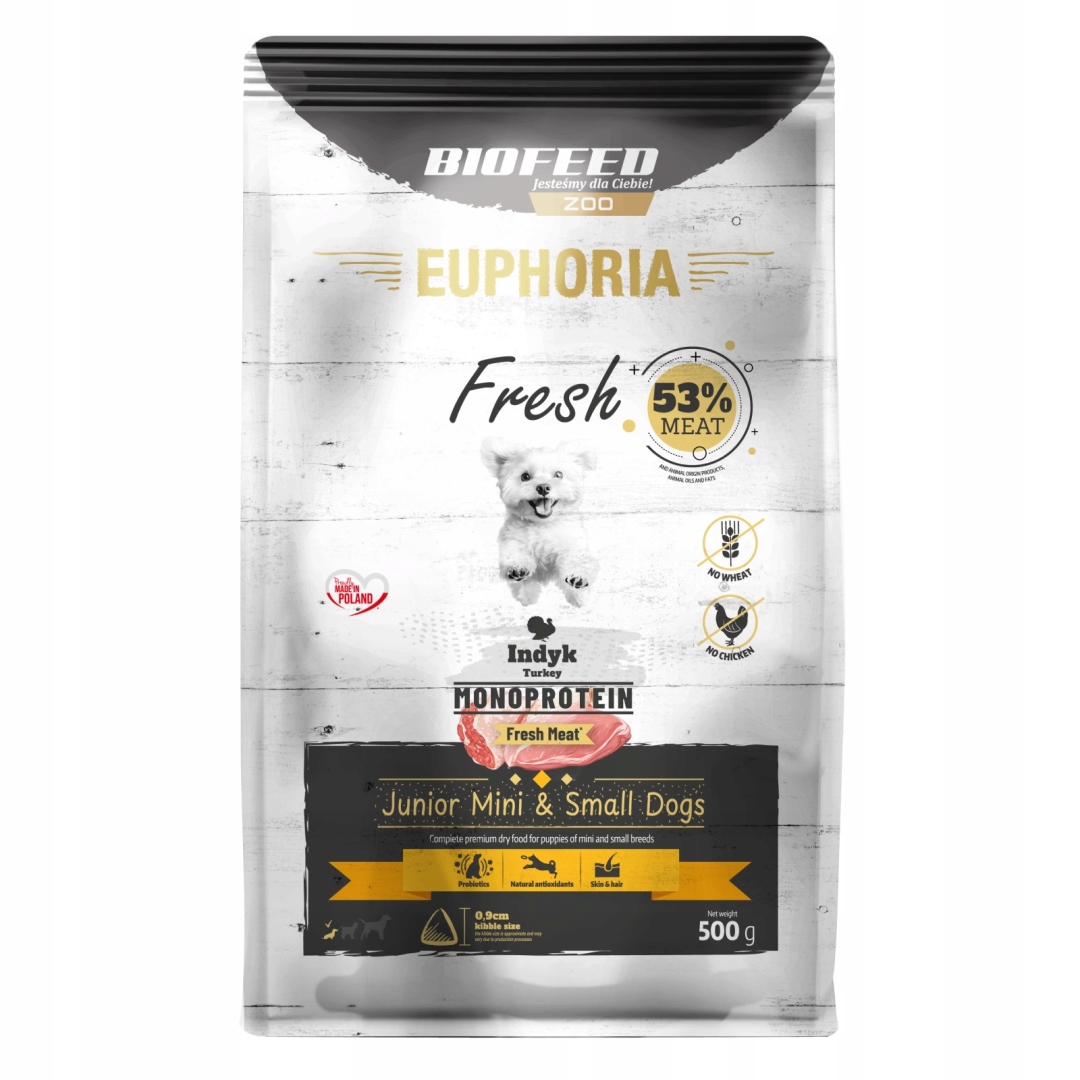 Levně Biofeed Euphoria Fresh Turkey 500g Suché Krmivo pro štěňata malých plemen