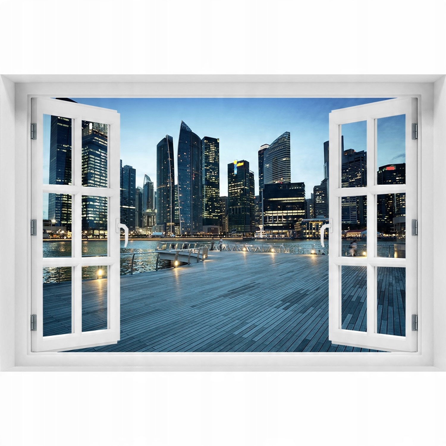

Naklejka na ścianę 3D Okno Singapur nocą 120x80